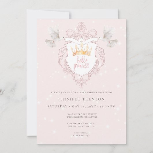 Kleine Prinzessin auf der Way Pink Baby Dusche Einladung (Rückseite)