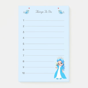Kleine Prinzessin auf hellblauen Things To Do Line Post-it Klebezettel
