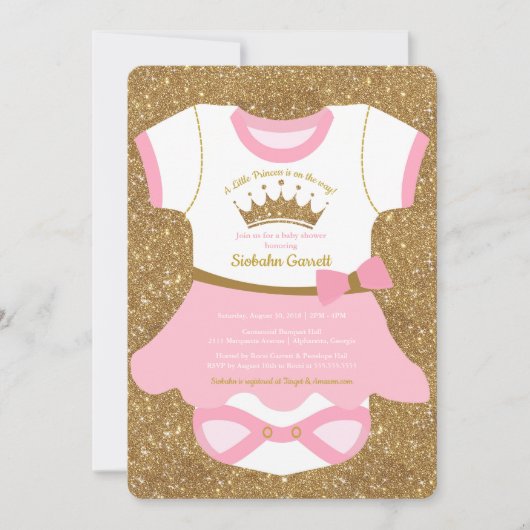 Kleine Prinzessin Baby Pajamas Shower Invitation Einladung (Vorderseite)