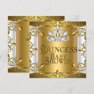 Kleine Prinzessin Baby Shower Mädchen Gold Weiß Einladung