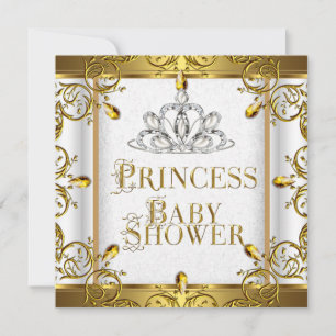 Kleine Prinzessin Baby Shower Mädchen Gold Weiße T Einladung