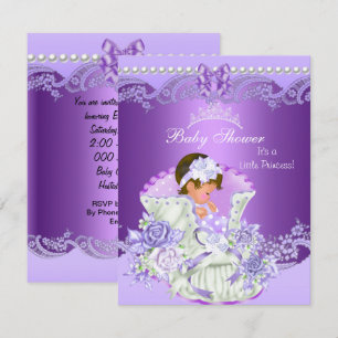 Kleine Prinzessin Baby Shower Mädchen Lila Tiara V Einladung