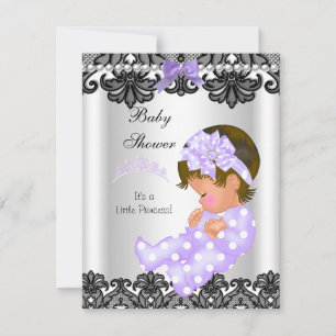 Kleine Prinzessin Baby Shower Mädchen Lila Weiß 2 Einladung
