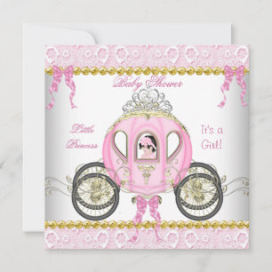 Kleine Prinzessin Baby Shower Mädchen Rosa Karosse Einladung