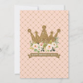 Kleine Prinzessin Blush Floral Royal Geburtstag Einladung (Rückseite)