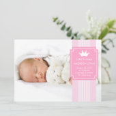 Kleine Prinzessin CROWN FOTO Geburtsankündigung Einladung (Stehend Vorderseite)