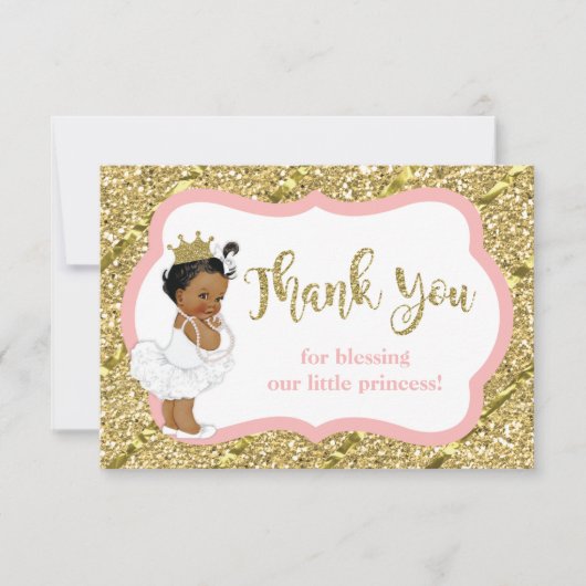 Kleine Prinzessin Danke Karte, Imitate Glitzer (Vorderseite)