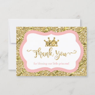 Kleine Prinzessin Danke Karte, Rosa, Imitate Glitz