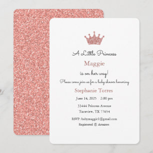 Kleine Prinzessin Einladung, Roségold Einladung