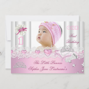 Kleine Prinzessin Erste Geburtstagsfeier Foto Einladung