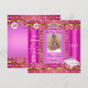 Kleine Prinzessin Erste Geburtstagsfeier Foto Rosa Einladung