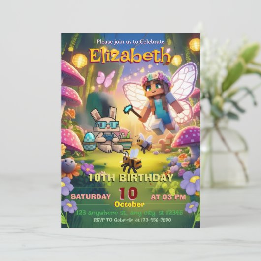 Kleine Prinzessin Fairy Birthday Einladung (Stehend Vorderseite)