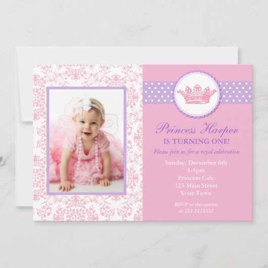 Kleine Prinzessin Foto Birthday Invitations Einladung (Vorderseite)
