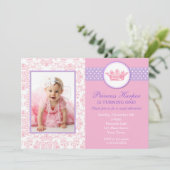 Kleine Prinzessin Foto Birthday Invitations Einladung (Stehend Vorderseite)