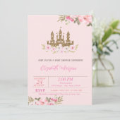 Kleine Prinzessin, Glitzer-Burg, Blumenkinderdusch Einladung (Stehend Vorderseite)