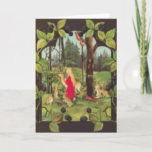 Kleine Prinzessin in der Wald-Grußkarte