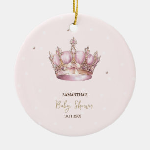 Kleine Prinzessin Krone Perlen Punkte Babyparty Keramik Ornament