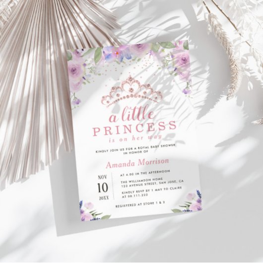 kleine Prinzessin lila Blütendusche Einladung