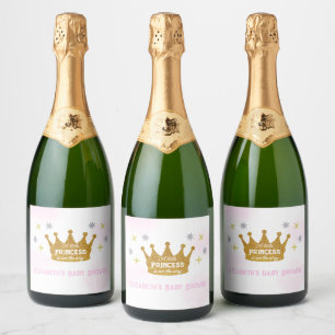 Kleine Prinzessin Mädchen Baby-Party Schaumweinetikett