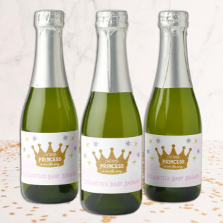 Kleine Prinzessin Mädchen Baby-Party Schaumweinetikett