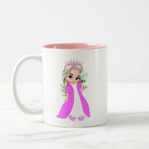 Kleine Prinzessin mit Blume & Herz Zweifarbige Tasse