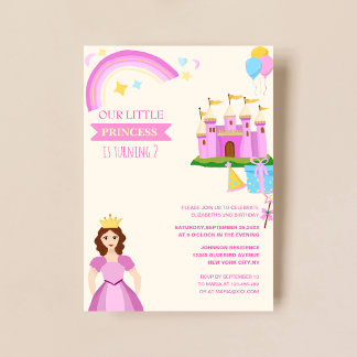 kleine Prinzessin mit Burg niedlicher Geburtstag Einladung