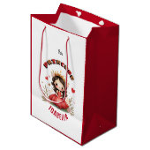 Kleine Prinzessin mit rotem Kleid Mittlere Geschenktüte (Vorderseite Schrägansicht)