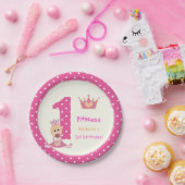 Kleine Prinzessin pink polka dot girls 1. Geburtst Pappteller (Party)