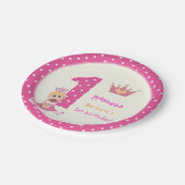 Kleine Prinzessin pink polka dot girls 1. Geburtst Pappteller (Schrägansicht)