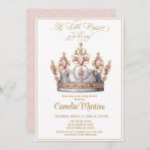 Kleine Prinzessin, pink und goldfarbene Babydusche Einladung (Vorne/Hinten)