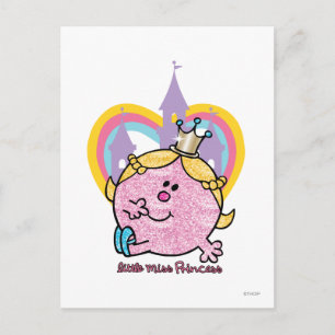 Kleine Prinzessin posiert mit Schloss und Herz Postkarte