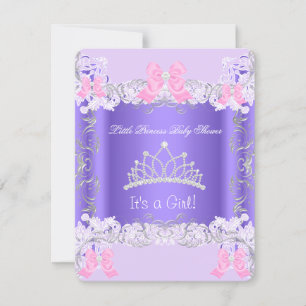 Kleine Prinzessin Rosa Lila Grau Baby-Party Einladung