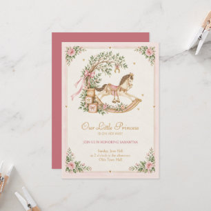 Kleine Prinzessin Schaukelpferd Baby Shower Einlad Einladung