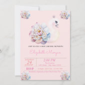 Kleine Prinzessin, Schwan, Blume Pink Babydusche Einladung (Vorderseite)