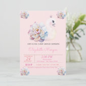 Kleine Prinzessin, Schwan, Blume Pink Babydusche Einladung (Stehend Vorderseite)