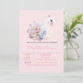 Kleine Prinzessin, Schwan, Blumenrosa Babydusche Einladung (Stehend Vorderseite)