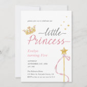 Kleine Prinzessin Wasserfarbe Krone und Wand Gebur Einladung (Vorderseite)