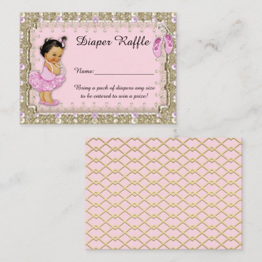 Kleine Prinzessin-Windeln-Raffelkarten, balerina Begleitkarte (Vorne/Hinten)