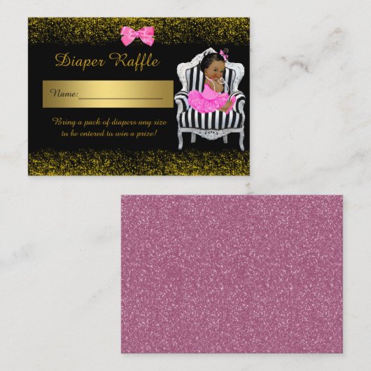 Kleine Prinzessin-Windeln-Raffelkarten, glitterpin Begleitkarte (Vorne/Hinten)