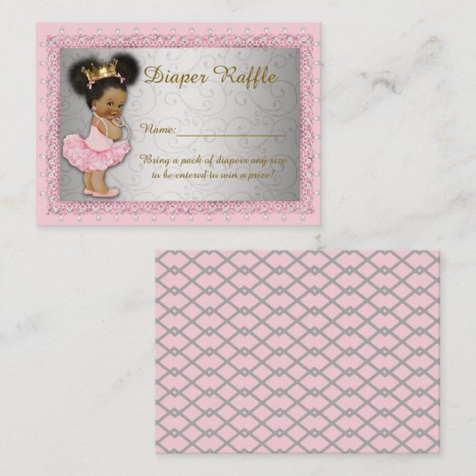 Kleine Prinzessin-Windeln-Raffelkarten, rosa Silbe Begleitkarte (Vorne/Hinten)