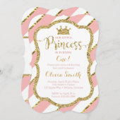 Kleine Prinzessin zum Geburtstag Einladung in Pink (Vorne/Hinten)