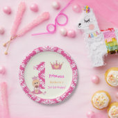 Kleine Prinzessinnen 1. Geburtstag heiße rosa Dama Pappteller (Party)