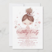 Kleine Prinzessinnen Ballerina Pink Geburtstagspar Einladung (Vorderseite)