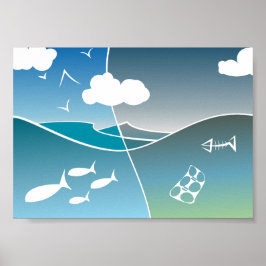 Kleine Pro-Ocean-Anti-Littering Poster