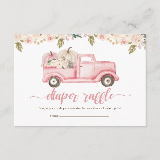 Kleine Pumpkin Baby Duschdusche Windeln Raffle Tic Begleitkarte (Vorderseite)