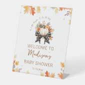 Kleine Pumpkin Baby Dusche Blumen & Kariert Willko Sockelschild (Vorderseite)