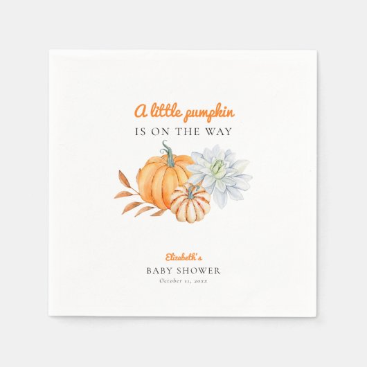 Kleine Pumpkin Baby Dusche Elegant Einfach Serviette (Vorderseite)