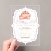 Kleine Pumpkin Baby Dusche Fall Pink Bow Acryleinladungen (Insitu (Handheld))
