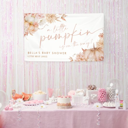 Kleine Pumpkin Baby Dusche Fall Pink Floral Banner (Party)