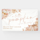 Kleine Pumpkin Baby Dusche Fall Pink Floral Banner (Horizontal)